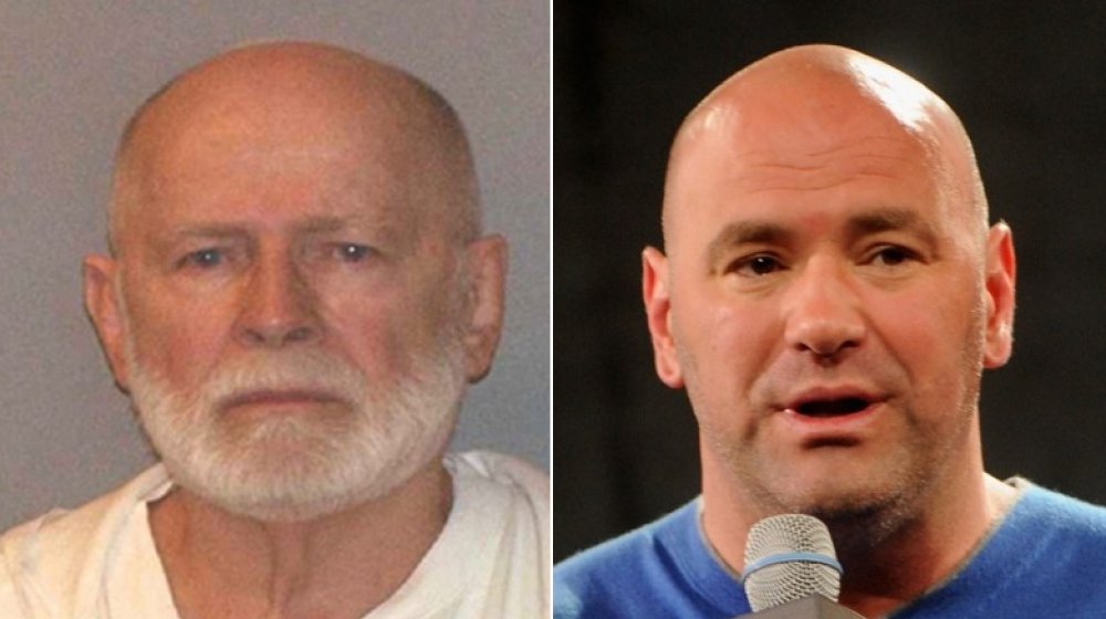 Whitey Bulger's mugshot in 2011; Dana White at launch of Reebok UFC Fight Kit in 2015