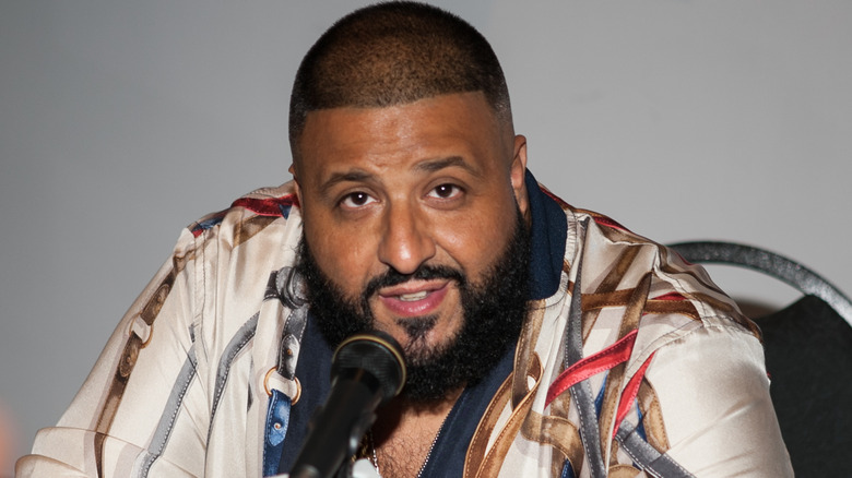 DJ Khaled speaking into mic