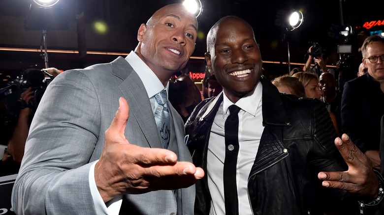 Dwayne Johnson, Tyrese Gibson posing