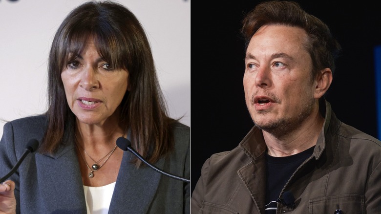 Paris Mayor Anne Hidalgo speaking, Elon Musk speaking