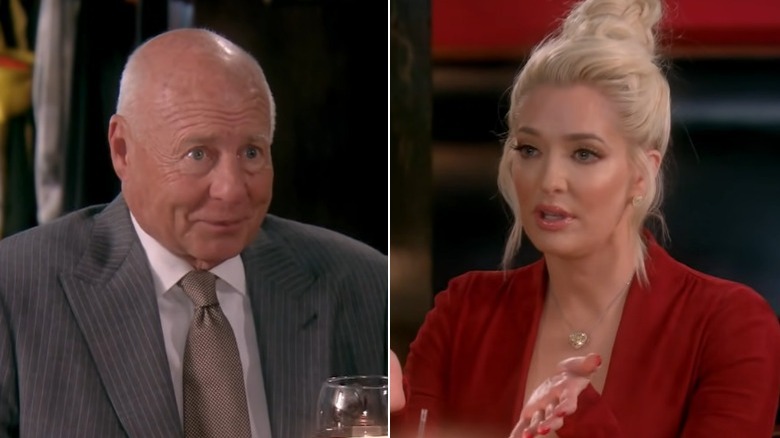 Erika Girardi at dinner with Tom Girardi split image