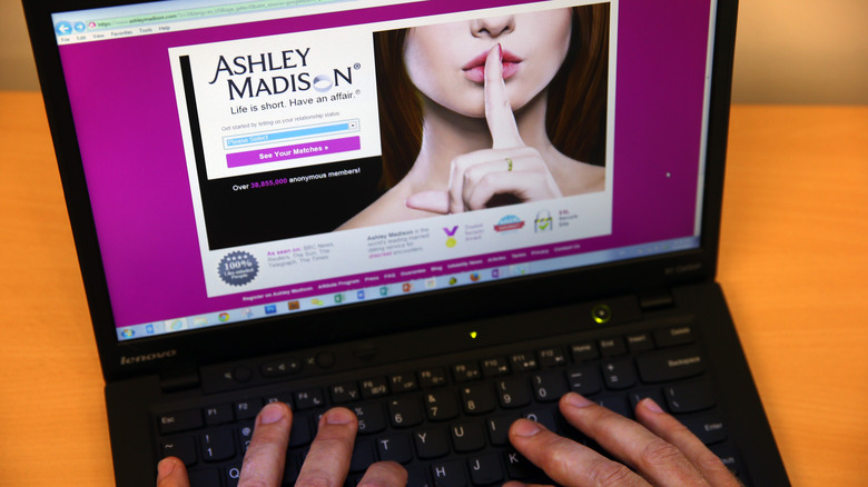 Ashley Madison website on laptop