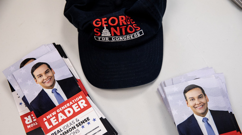 George Santos' campaign merch and leaflets