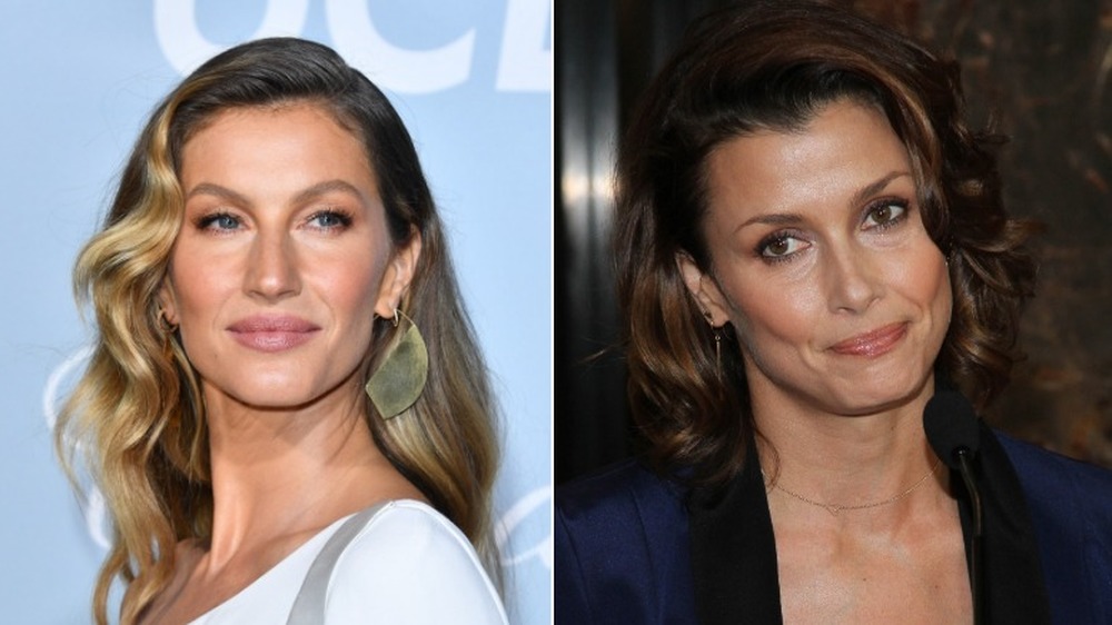 Gisele Bundchen smirking (left), Bridget Moynahan smirking (right)