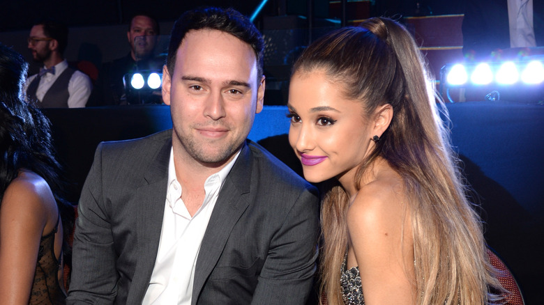 Scooter Braun Ariana Grande smiling