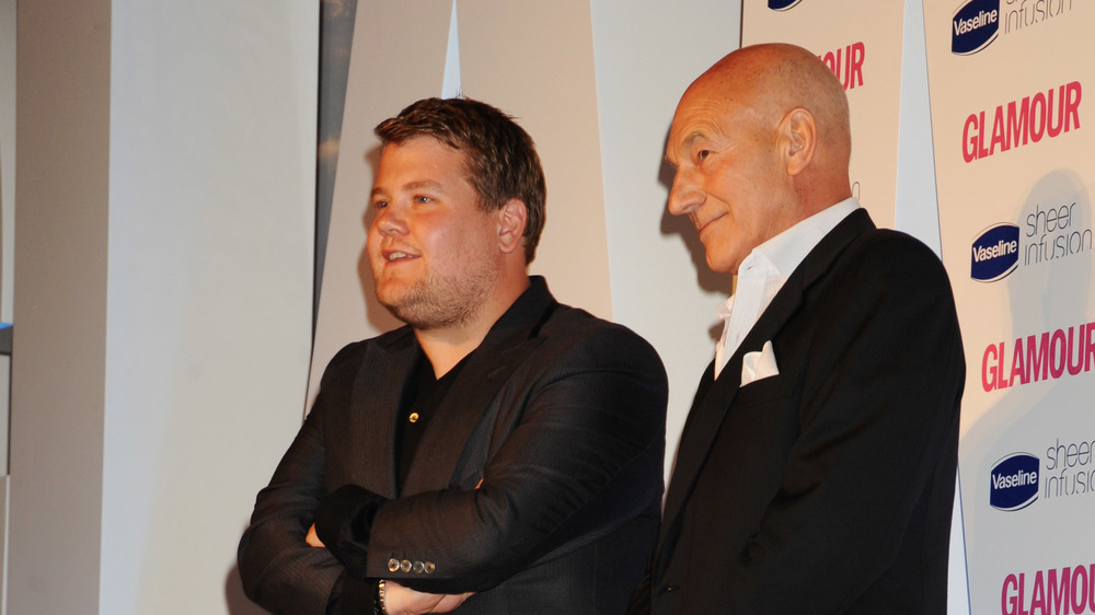 James Corden and Patrick Stewart