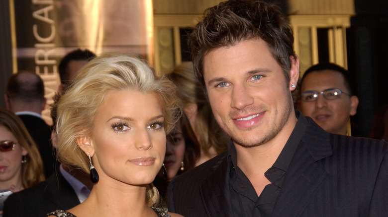 Jessica Simpson and Nick Lachey on the red carpet