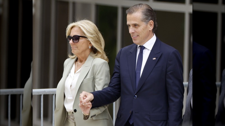 Hunter and Jill Biden holding hands