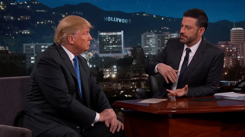 Donald Trump and Jimmy Kimmel speaking to each other