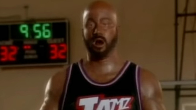 Jimmy Kimmel wearing blackface portraying NBA player Karl Malone