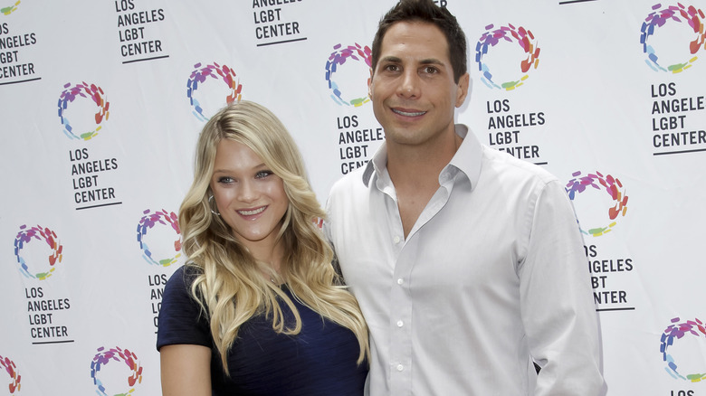 Pregnant Abbey Wilson with Joe Francis on the red carpet