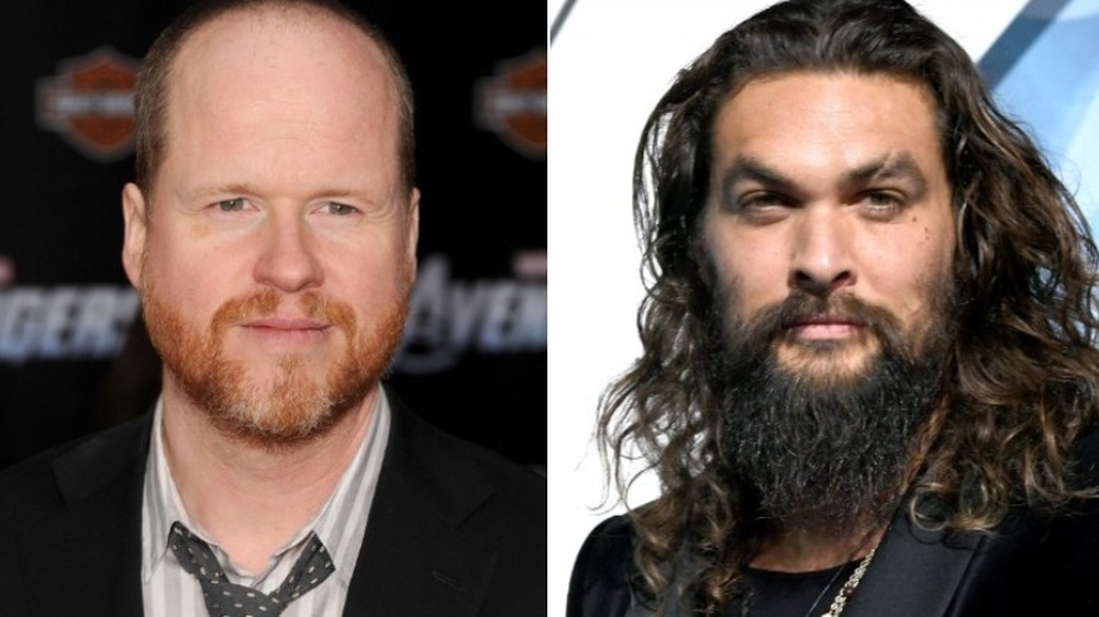 Joss Whedon grinning and Jason Momoa looking serious