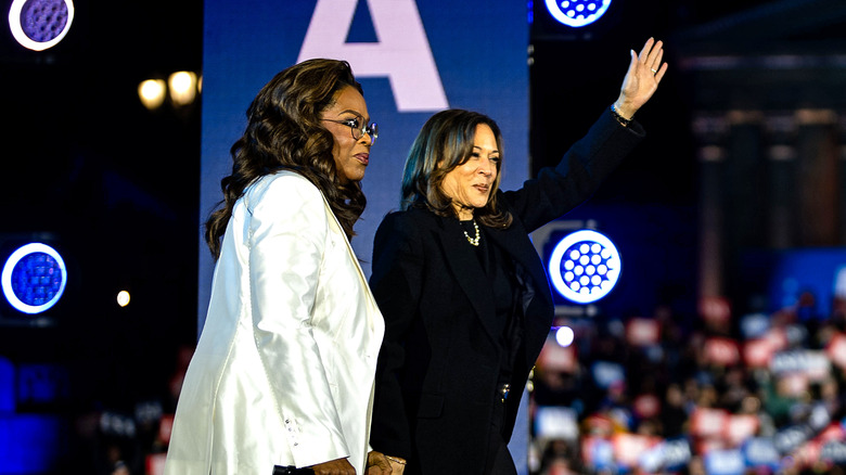 Oprah Winfrey and Kamala Harris at the 2024 DNC