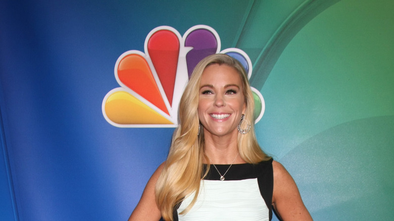 Kate Gosselin posing, white dress