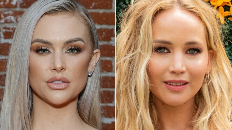 A split image of Lala Kent and Jennifer Lawrence