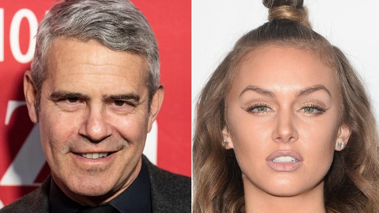 A split image of Andy Cohen and Lala Kent