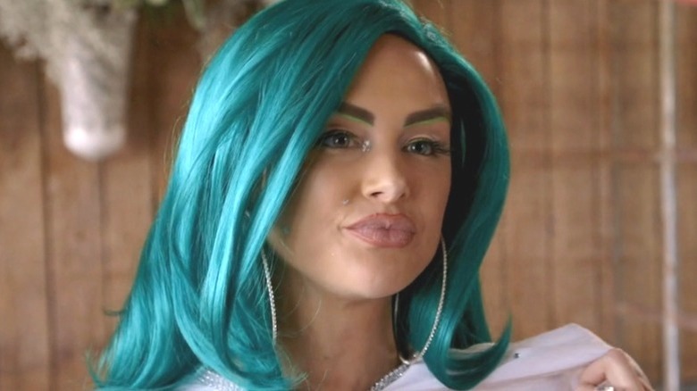 Lala Kent sporting a blue-green wig at Pride