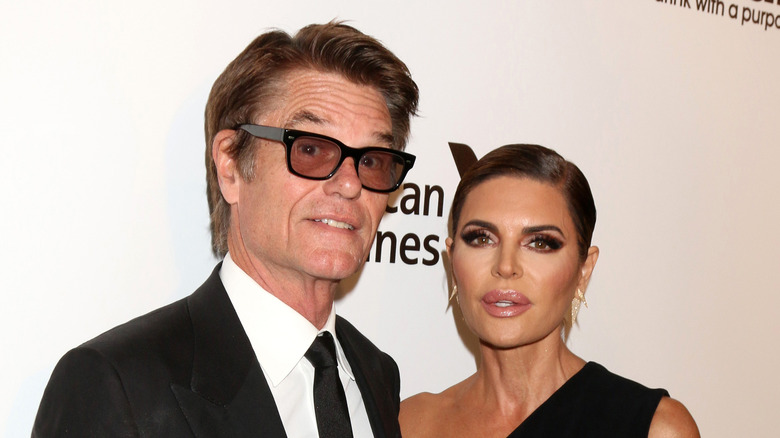 Harry Hamlin and Lisa Rinna posing