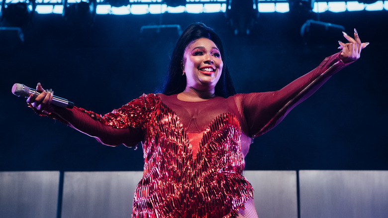 Lizzo performing onstage