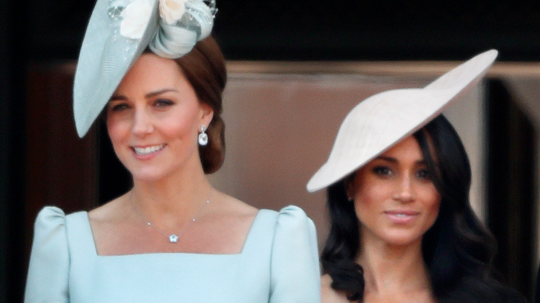 Kate Middleton and Meghan Markle wearing hats