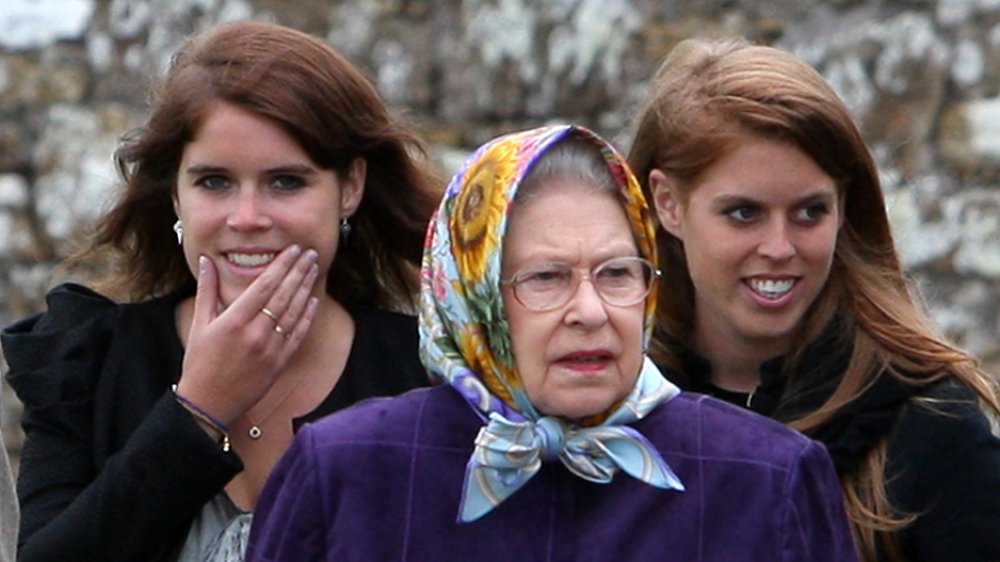 Princesses Eugenie and Beatrice with Queen Elizabeth