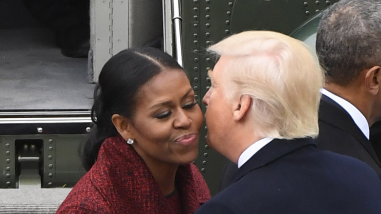 Donald Trump kissing Michelle Obama