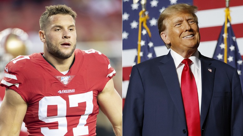 Nick Bosa and Donald Trump side by side