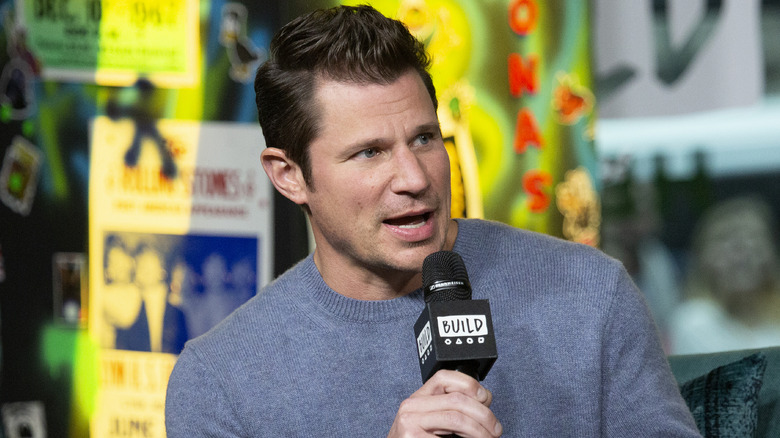 Nick Lachey speaking during interview