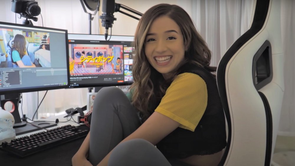 Pokimane sitting at her computer 