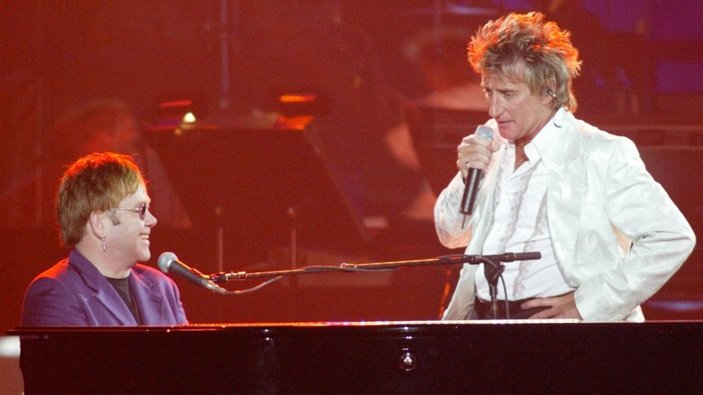 Rod Stewart Elton John performing