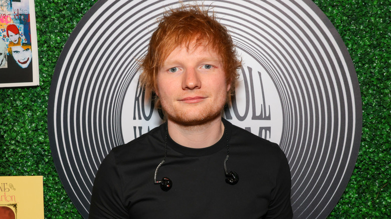 Ed Sheeran black shirt smiling