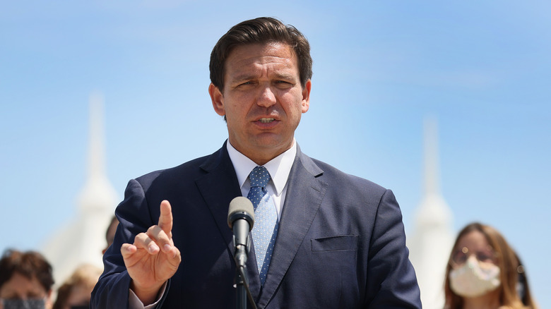 Ron DeSantis giving speech outdoors