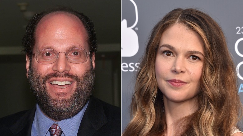 Scott Rudin smiling and Sutton Foster looking at camera