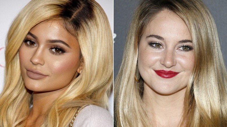 Blond Kylie Jenner & Shailene Woodley side by side shots, smiling