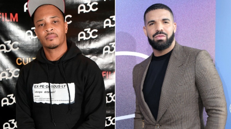 (L) T.I. and (R) Drake looking serious on red carpets