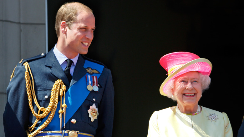 Queen Elizabeth and Prince William smiling