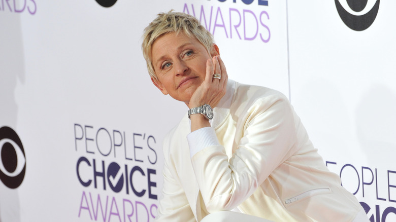 Ellen DeGeneres posing with hand on chin