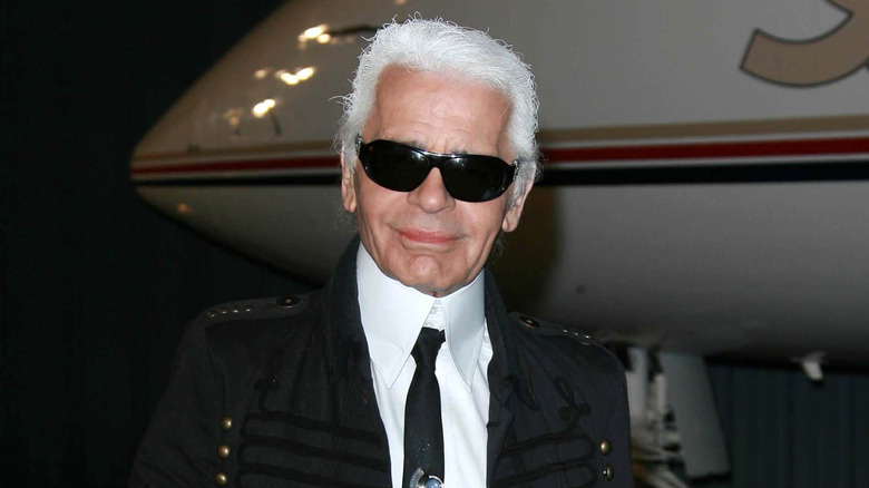 Karl Lagerfeld in black jacket