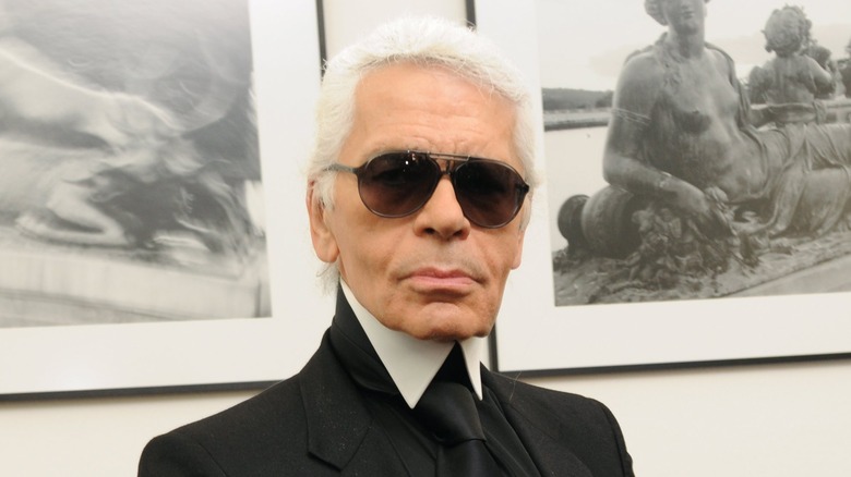 Karl Lagerfeld posing