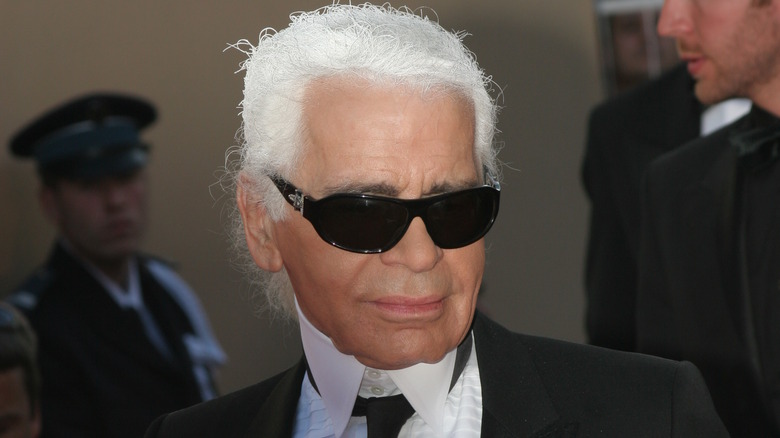 Karl Lagerfeld posing