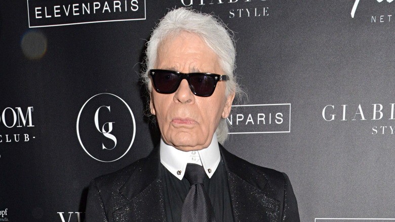 Karl Lagerfeld in black tie