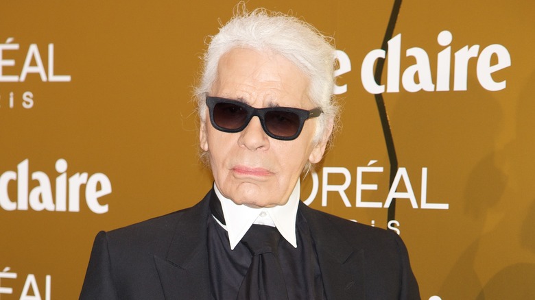 Karl Lagerfeld posing