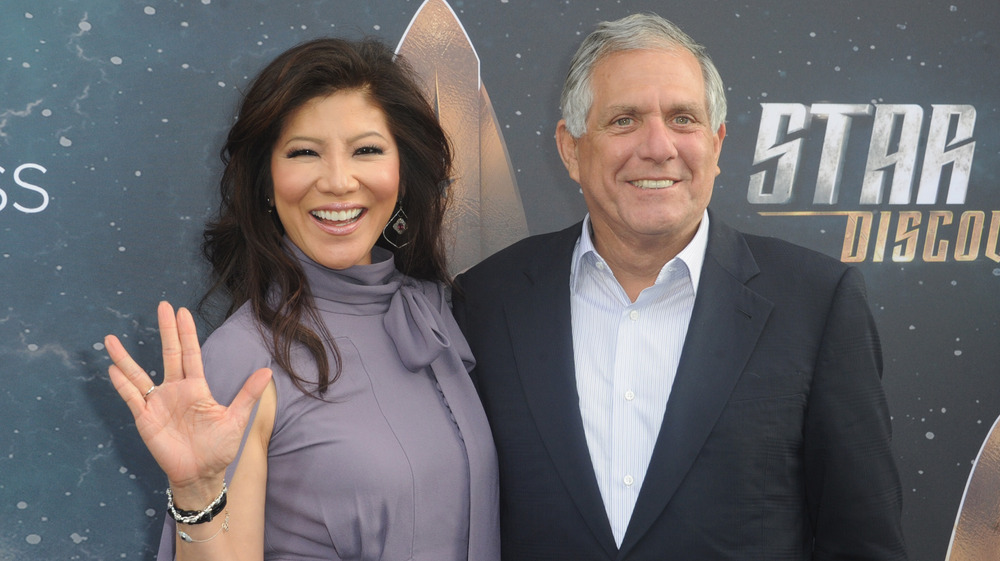 Julie Chen makes Star Trek sign beside Les Moonves