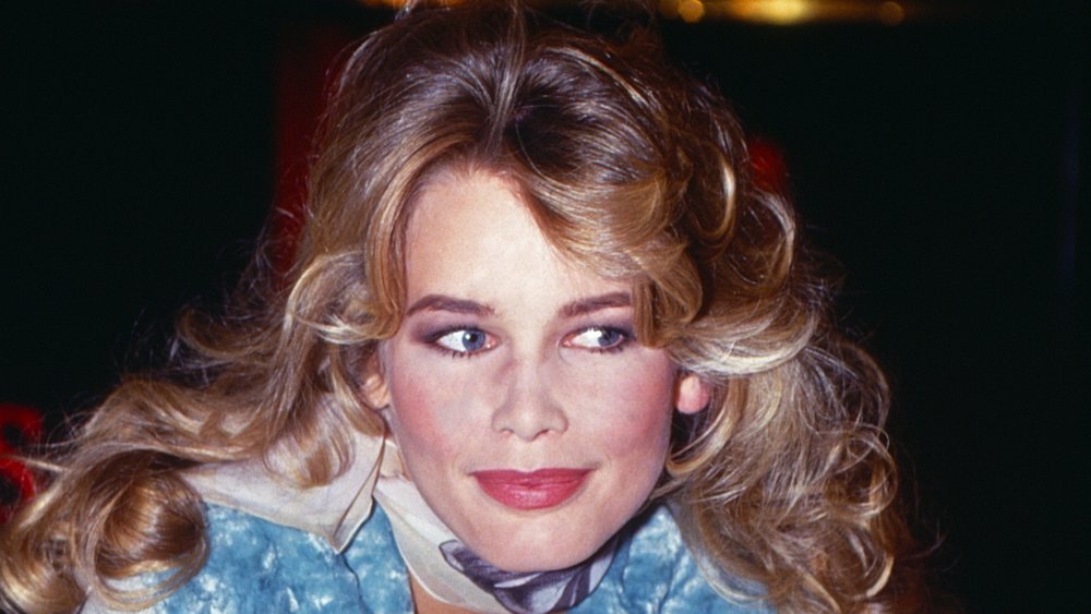 Young Claudia Schiffer with curled hair