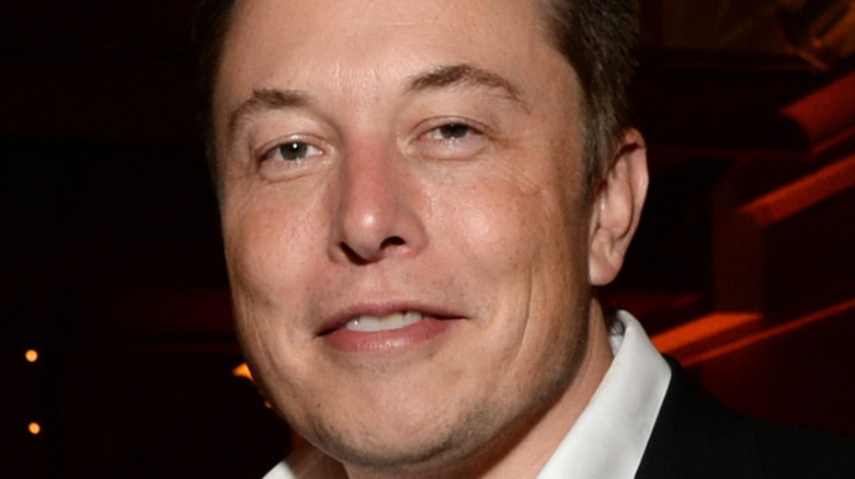 Elon Musk gives a smirk at an event