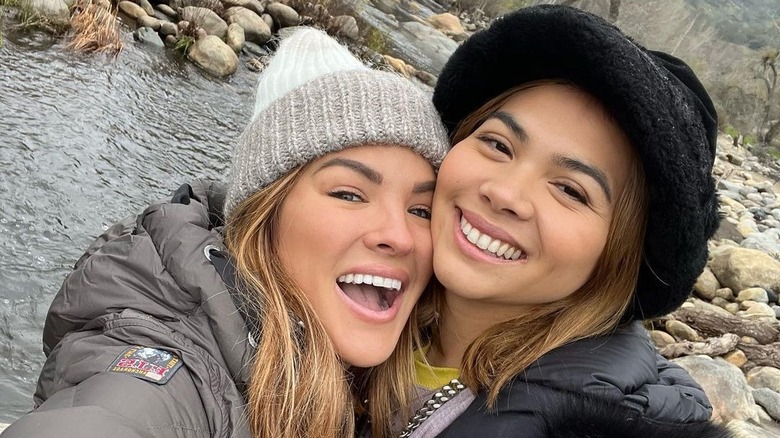 Becca Tilley, Hayley Kiyoko wearing warm hats