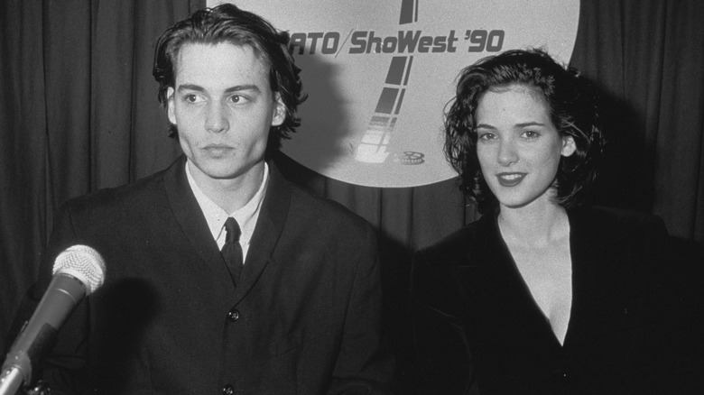 Johnny Depp and Winona Ryder at the 1990 ShoWest Awards 