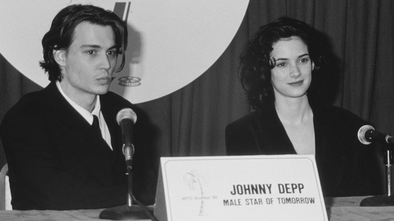 Johnny Depp and Winona Ryder at the 1990 ShoWest Awards 