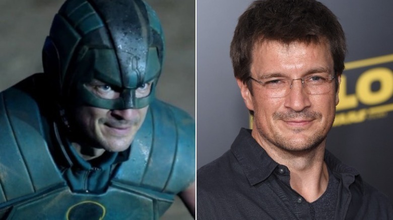 TDK in The Suicide Squad, Nathan Fillion split image