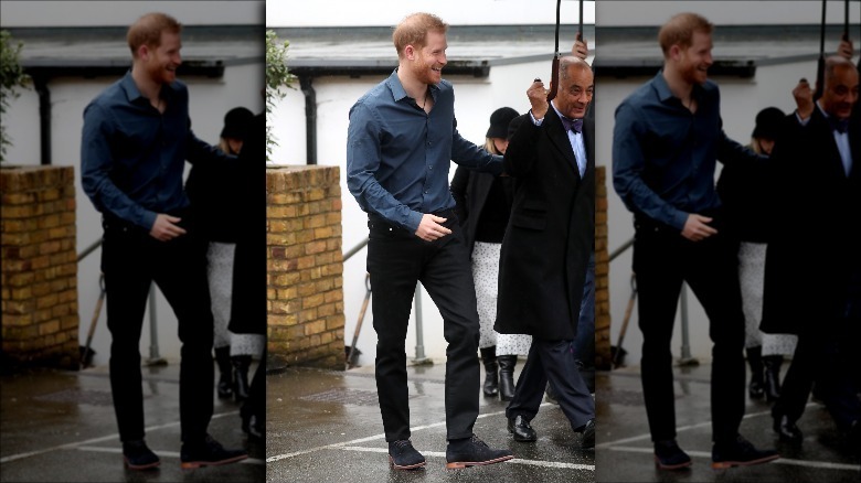 Prince Harry smiling at Abbey Road